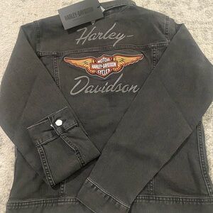 HARLEY DAVIDSON WOMEN'S ESSENTIAL BAR & SHIELD DENIM JACKET - BLACK  SIZE M